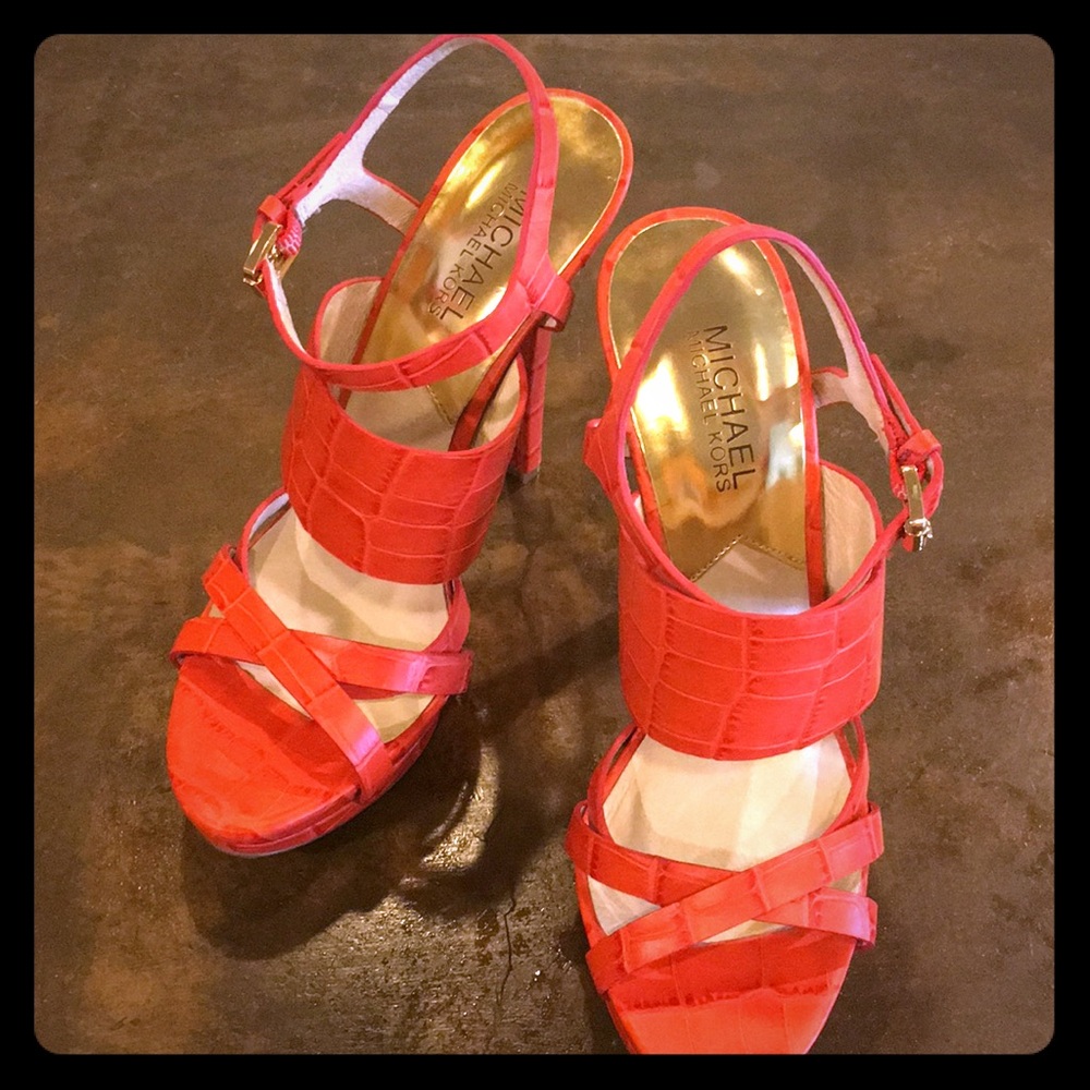 Michael Kors Strappy Orange 5” heels
